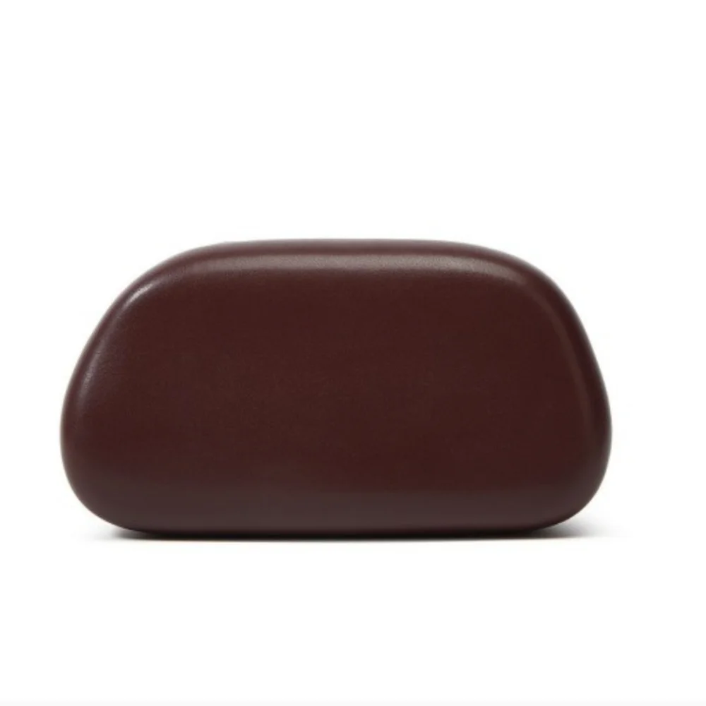 Chic Brown Bag with Metal Handle Clutch